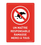 AUA SIGNALETIQUE - Panneau Prépercé (4 Trous) avec Angles arrondis - PVC Rigide 1.5 mm - (210x300 mm, Un Maître Ramasse Crottes Chien)