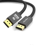 NÖRDIC 2m Displayport 2.1 kabel DP80 UHBR20 80Gbps 16/10/8K60H 4K165/144Hz DSC1.2a HDR HDCP2.2 FreeSync G-Sync