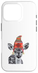 Coque pour iPhone 16 Pro Mère de cerf faon mignon portant un chapeau d'hiver tricoté dessin croquis