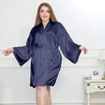 GROPC Robe De Chambre Satin Femme,Saint Valentin Lingerie Sexy Plus La Taille Soie Soie Babydoll Robe Robe Peignoir Kimono Chemises Vêtements De Nuit Homewear pour Cadeaux d'amis,Bleu,XL