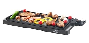 SENYA Plancha Electrique XL 2200W, Grande surface de cuisson 51 x 25 cm Antiadhésive, Revêtement effet pierre, Plancha Grill, Thermostat réglable, Nettoyage compatible Lave-vaisselle, Noir