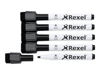 Rexel Joy - Marker - Icke-Permanent - För Whiteboard - Svart - Fin - Med Suddgummi (6-Pack)