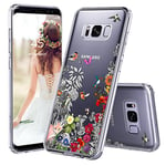 MOSNOVO Coque Galaxy S8 Plus, Jardin Floral Flower Blossom Fleur Clair Design Motif Transparente Arrière avec TPU Bumper Gel Coque de Protection pour Samsung Galaxy S8 Plus (Forest)