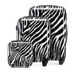 WITTCHEN Valise de Voyage Set de 4 valises Bagages à Main Trousse de Toilette Set de valises en ABS avec 4 roulettes pivotantes Serrure à Combinaison Poignée télescopique Young Line Blanc-Noir