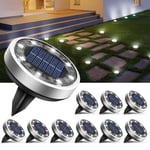 btfarm Lot de 10 Lampe Solaire Au Sol, 8 LED Jardin Exterieur Solaire Etanche IP65 Lumiere Solaire, Spot Solaire Extérieur pour Chemins Pelouse Terrasse Allée Cour Piscine, Blanc Froid