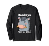 Donkeys Make Me Smile Donkey Lover Cute Farm Animals Long Sleeve T-Shirt