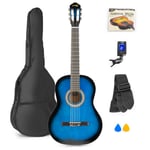 MAX SoloArt klassisk akustisk gitarr (39") Starter Set - Blå, Gitarrpaket komplett -Blå färg