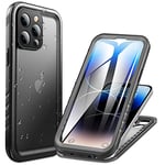 Cozycase Coque pour iPhone 14 Pro Étanche Antichoc - 360 degres Incassable Militaire Rigide Intégrale Case/Bumper/Housse 【IP68 Waterproof/Imperméable】 Etui Anti Choc Eau avec Protection Camera - Noir