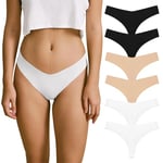 SHARICCA String Thong Femme Tangas sous-Vêtements sans Coutures de Sport Culottes Taille Basse Invisible Slips Lot de 6 (Multicolore01, XS)