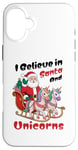 iPhone 16 Plus I Believe in Santa and Unicorns Christmas Tee Case