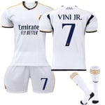 Real Madrid Hemma Fotbollströja för Barn 2023-2024 Vinicius Nr. 7 VINI JR No. 7 VINI JR 26