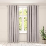 OHS Blackout Curtains Eyelet, Woven Texture Soft Silver Curtains for Living Room Bedroom Office Modern Decorative Extra Wide Curtains for Winter, 90x90”