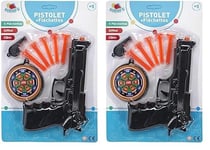 FLYPOP'S - Pistolet avec Fléchettes - Accessoires de Déguisement - 180179LIN - Noir - Plastique - Policier - Jouet Enfant - Carnaval - Costume - 21 cm x 31,5 cm - À Partir de 3 Ans (Lot de 2)