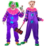 W WIDMANN MILANO Party Fashion Costume de clown d'horreur spatial, combinaison, clown tueur, déguisement d'Halloween