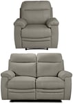 Argos Home Paolo Chair & 2 Seater Manual Recliner Sofa -Grey Grey