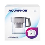 Water Filter Jug Compact Grey, Space-saving, Lightweight Fridge door