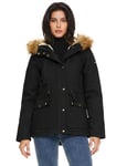 Orolay Parka D'hiver pour Femme avec Capuche et Fourrure Synthétique Amovible Noir L