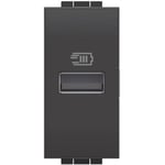 Bticino L4191A Chargeur USB avec entrée Type A, à Installer dans la Plaque Livinglight, pour Charger des appareils électroniques jusqu'à 15 W, 1 Module, Anthracite