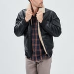 CREEKS - blouson droit simili cuir à col aviateur noir homme