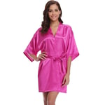 GROPC Women Satin Dressing Gown,Valentines Day Sexy Lingerie Silk Silky Solid Color Babydoll Kimono Bridal Bridesmaid Wedding Short Robe Dress Bathrobe Nightie Sleepwear,Hot Pink,Xxl