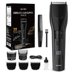 Sejoy Tondeuse Cheveux & Barbe Hommes Professionnel Sans Fil Rechargeable Avec Ecran Led, 20 Hauteurs De Coupe De 1 À 20mm, Lames En Alliage - Noir