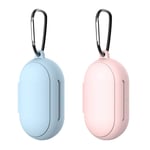 iplusmile Silicone Earphone Protector - Compatible for Samsung Galaxy Buds Plus Earbuds Case - Portable Wireless Earphone Cover Shell Case (Pink+Sky-Blue) 2PCS