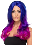 Ladies Deluxe Pink and Blue Ombre Fashion Wig