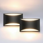 Lot de 2 appliques murales d'intérieur à LED modernes noires pour salon, chambre à coucher, couloir, couloir, véranda, froid chaud 3000 K (avec