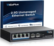 Switch Ethernet Non géré à 6 Ports de 2.5 Go avec 4 Ports Base-T 2.5G, 2 Ports SFP+ 10G. Switch réseau GiGaPlus 2.5 Gbit/s pour NAS/PC 2.5 Gbit/s, routeur WiFi6, Point d'accès sans Fil, Plug and Play