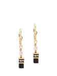 COEUR DE LION Swarovski Crystal and Faux Pearl Cube Drop Earrings, Black/Multi