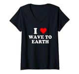 I Love Wave To Earth I Heart Wave To Earth - Red Heart V-Neck T-Shirt