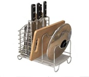 Corner Metal Rustic Kitchen Shelves Racks Home Stainless Steel Kitchen Multifunction Pot Rack Cutting Board Rack Drain Rack Vertical Storage Rack