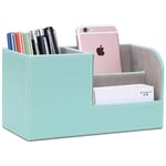 1 PC (vert)Organisateur de Bureau, Rangement de Bureau en Cuir Pot à Crayons Porte-Stylo Peu Encombrant, 3 Compartiments de Stylos, Agrafeuses,