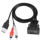 USB RCA Flush Mount Cable USB 2.0 Male to Female and 2 RCA Male to 3.5mm Female AUX Dash Panel Extension Cable for Car, Boat, Motorcycle, 1M