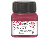 Kreul 16207-Glass Classic Rouge Grenat, en Pot de 20 ML, Peinture Brillante pour Verre et Porcelaine à Base d'eau, séchage Rapide, Opaque, 640803, Garnet Red