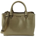 Michael Kors Handbag Gold Satchel Top Handle Medium Leather Savannah Bag RRP£310