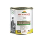 Almo Nature HFC Natural - Nourriture humide pour chiens avec Cuisse de Poulet à l'origine propres à la consommation humaine et désormais utilisée pour la préparation des aliments pour chiens.