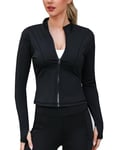 Gyabnw Veste de Sport Femme Haut de Course Respirant à Manches Longues Top de Fitness avec Fermeture Eclair avec Trous pour Les Pouces Convient pour Le Yoga la Running et Plus Encore