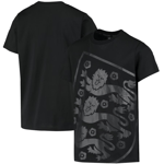 England Football Kid's T-Shirt (Size 4-5y) Tonal Large Logo Black Top - New