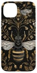 Coque pour iPhone 14 Plus Beau motif abeilles et fleurs noires