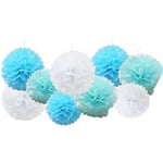 18 Pcs / Set Pompon en Papier de Soie MéLangé Pom Poms DéCoration FêTe Mariage Fleur (Bleu)