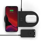 Belkin Dual Wireless Charger (Dual Wireless Charging Pad 15W) Fast Charge 2 Devices at Once, Including iPhone, AirPods, Galaxy, Pixel, more - Black