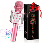 GeschenPark Microphone Enfant, Micro Karaoke Cadeau Anniversaire Fille 4-10 Ans Micro Enfant pour Chanter Fille, Cadeaux de Vacances pour Enfants Jouet Enfant 3-12 Ans Fille - Cadeau Noël