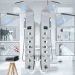 Shower Panel Column Tower LED Stainless Steel Rain Massage Body Jets Mixer Taps