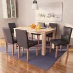 Ensemble Table + 6 chaises - Table à manger avec Chaises Cuir synthétique Chêne Marron BV746501 Bonnevie