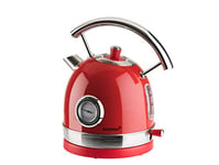 Korona 20667 Bouilloire électrique | Design rétro | Rouge | 1,8 l | 2200 W | Affichage de la température | Filtre anti-calcaire | Arrêt de vapeur | Protection contre le fonctionnement à sec | Eau