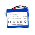 7.2V 4000mAh 4409709 NI-MH Batterie pour iRobot Braava 390T, 380T, 380, Mint Plus 5200, 5200B, 5200C aspirateur