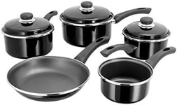 Judge Horwood JHC1 5 PCE Saucepan Set (JH01/05/06/07/19), stainless steel, Black