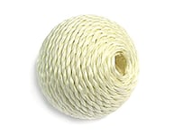 Perle en bois boule doublée de cordon blanc diam. 24 mm. 25 u.