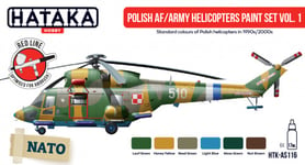 Hataka Hobby Rouge Ligne AS116 - Polish Af / Army Hélicoptères Paint Set vol.1